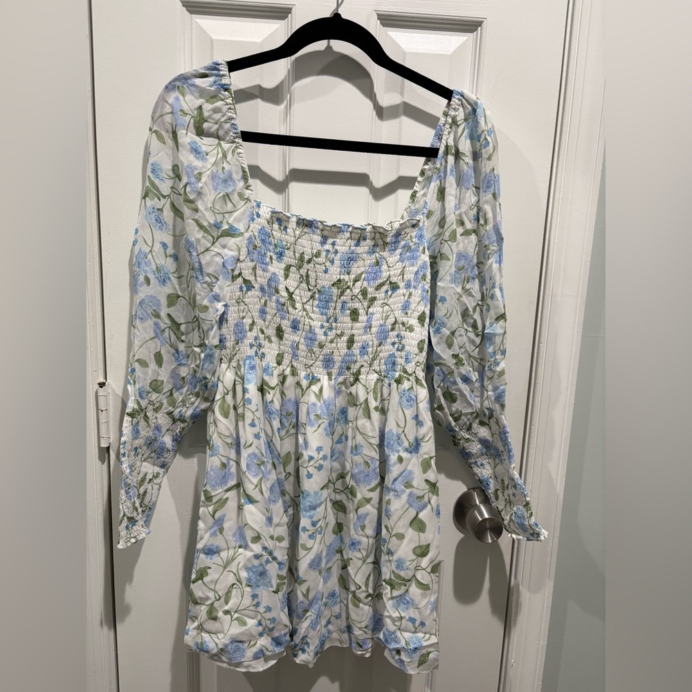 Hill House Home The Grace Mini Nap Dress in Blue Peony Bouquet